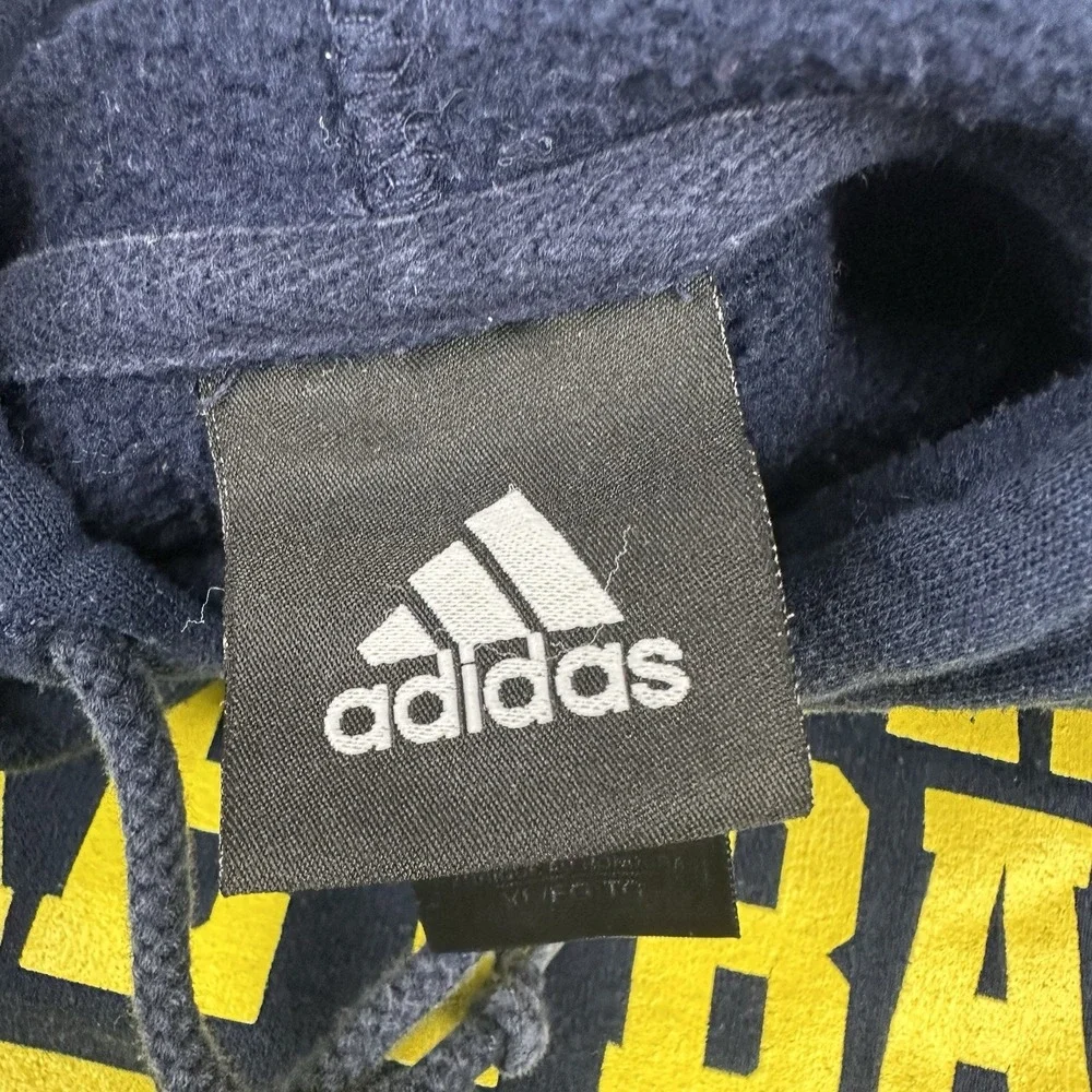 Michigan Wolverines Basketball Y2K Adidas Hoodie Blue Sweatshirt Graphic Mens XL